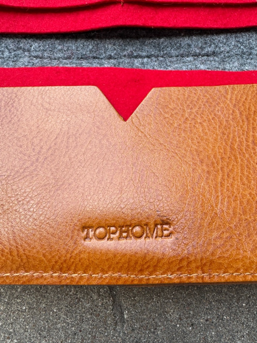 Tophome Brand Leather and Felt Wool Bifold Wallet - Picture 10 of 10